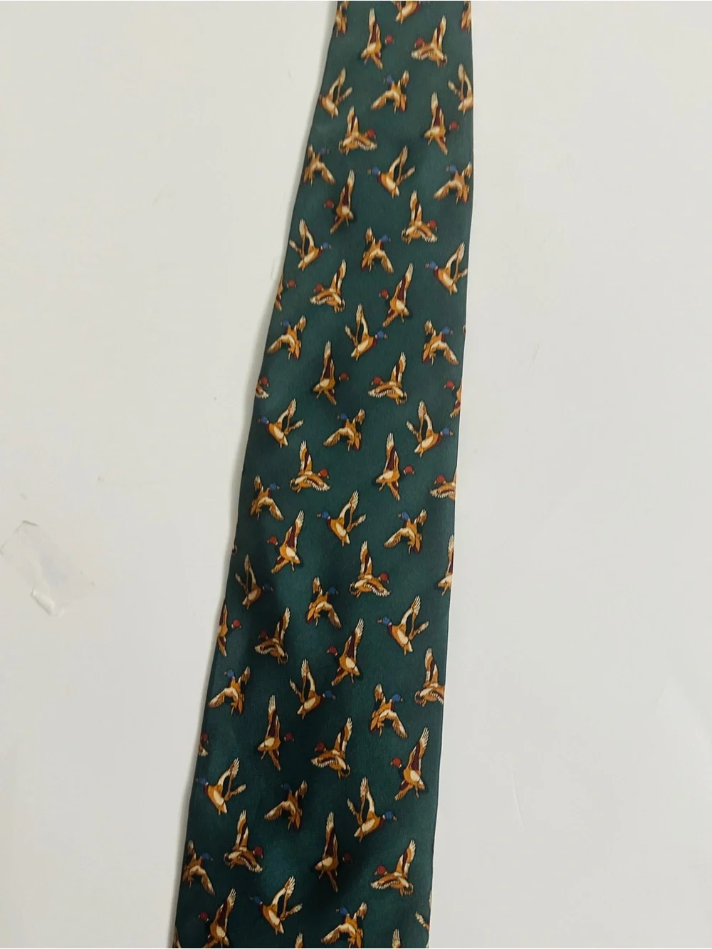 Fox&Chave 100%Silk Mallard Duck Hunting Tie Green Made in England
